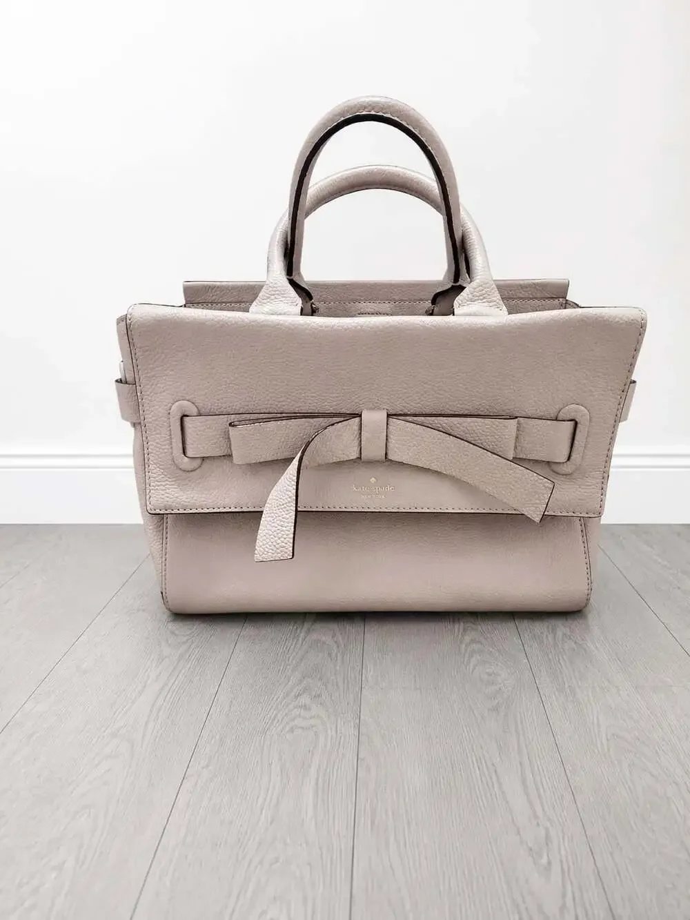 Kate Spade Avalon Place Natala Moussefrost Pebbled Leather Bow Satchel Tote Bag